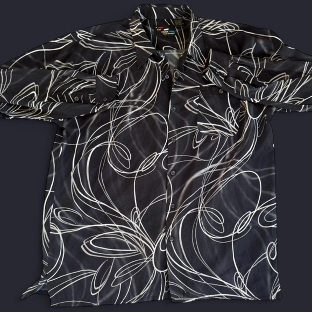 Mens Vintage Abstract Pattern Button Up